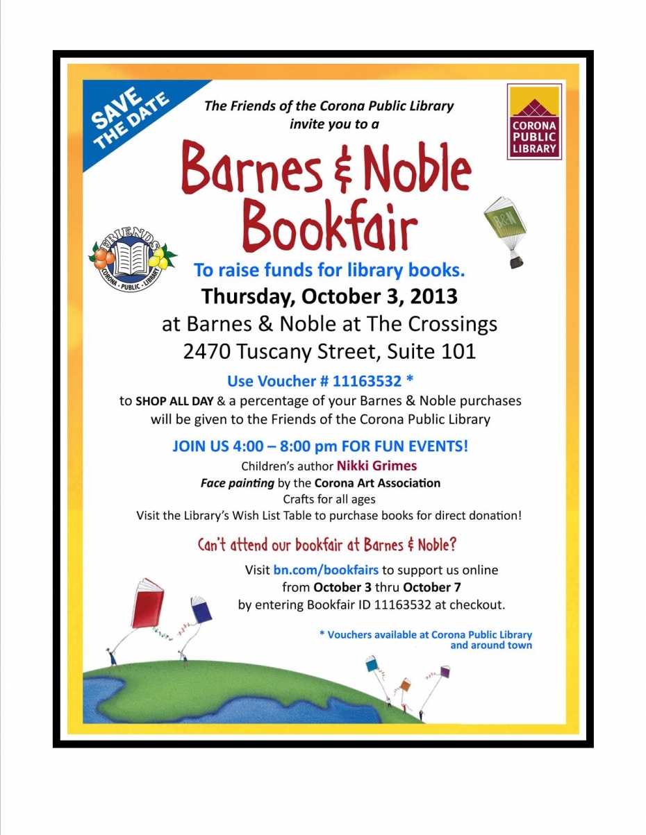 2013 Barnes and Noble Book Fair Flyer Shop Crossings at Corona